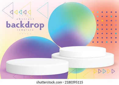 podium background with triangle sign sphere square in dots mutimedia comunication theme can be use for poster banner website brochure template product presentation package design vector eps.