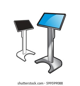 podium in black outline & color-vector drawing
