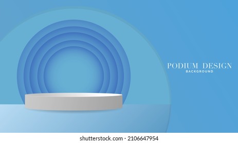 Podium blue  minimal background , 3D stage podium display product , stand to show cosmetic products ,illustration 3d Vector EPS 10