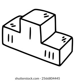podium box 3d hand drawn outline illustration