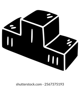 podium box 3d hand drawn glyph illustration