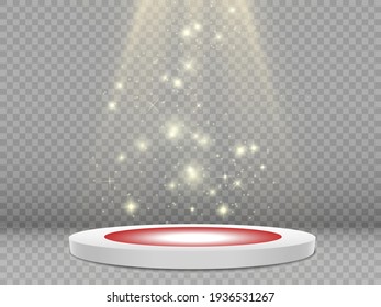 A podium with bright lights. Stage of the award ceremony. Vector illustration	