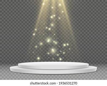 A podium with bright lights. Stage of the award ceremony. Vector illustration	