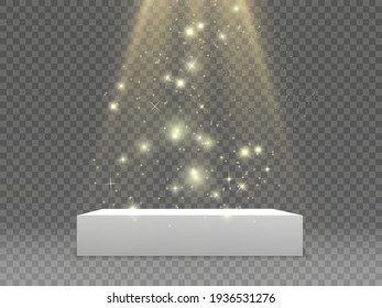 A podium with bright lights. Stage of the award ceremony. Vector illustration	