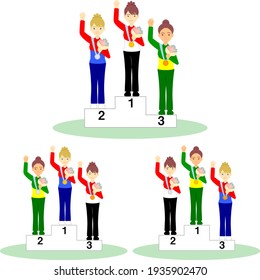 Podium, podium ceremony illustration (female)

