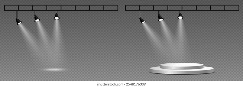 Podium or ceremony lighting, spotlights and lamps.