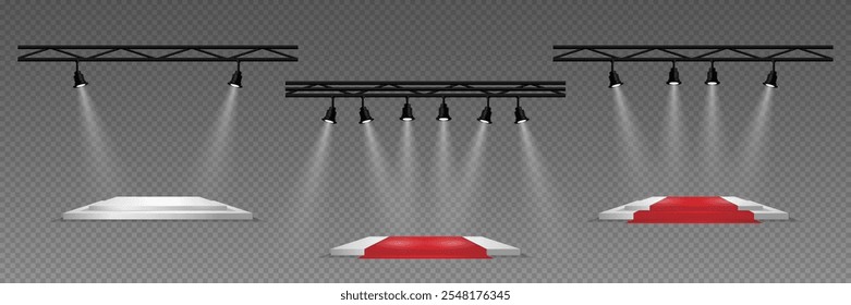 Podium or ceremony lighting, spotlights and lamps.