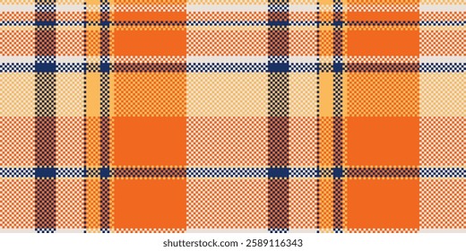 Podium check vector plaid, gentleman textile background texture. Greeting fabric seamless pattern tartan in orange and white colors palette.