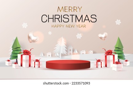 podium Christmas decorative design Red green and blue Studio Stand for Promotion Product