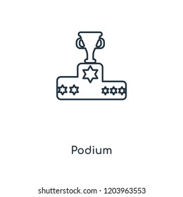 Podium concept line icon. Linear Podium concept outline symbol design. This simple element illustration can be used for web and mobile UI/UX.