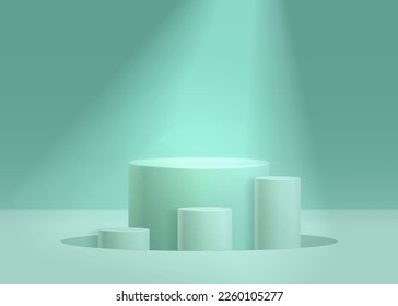 Podium cosmetic. Product placement mockup 3d background with black and red podium for object display and cosmetic showcase realistic vector illustration