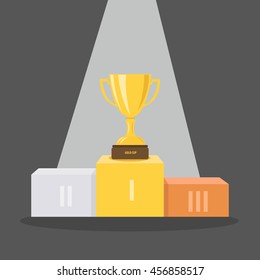Podium. Cup. Ceremony. Vector illustration.
