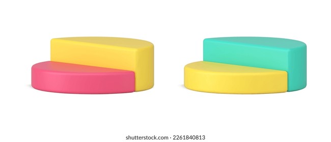 Escalera de nivel de cilindro de podio etapa base básica para presentación de producto Icono 3d conjunto de ilustración vectorial realista. Mostrador de exhibición de carteles redondos de la escalera de construcción peatonal