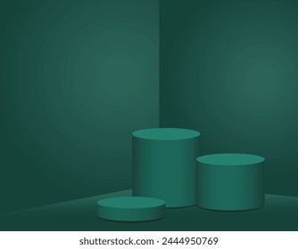 Podium dark green Gradient Product Platform Presentation Background Mockup stage for product