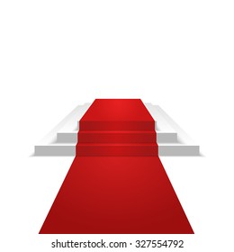 Podium design element. Red carpet. Background. Vector Illustration