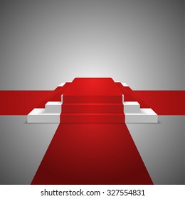 Podium design element. Red carpet. Background. Vector Illustration