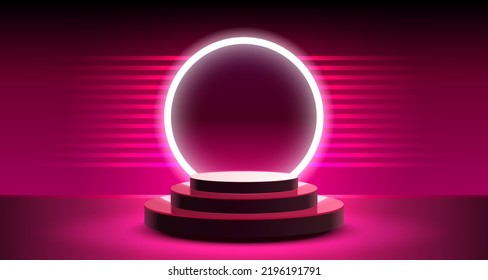 Podium design pedestal, minimal modern studio, platform scene. Vector illustration