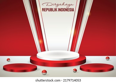 Podium display 3d red and white for Indonesia independence day 17th August