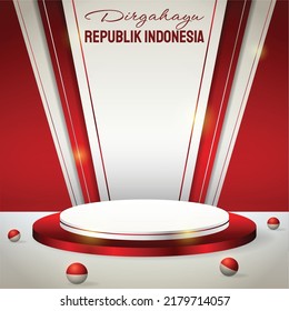 Podium display 3d red and white for Indonesia independence day 17th August