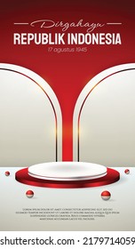 Podium zeigt 3D rot-weiß für Indonesien Unabhängigkeit Tag 17 August