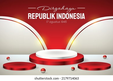 Podium display 3d red and white for Indonesia independence day 17th August