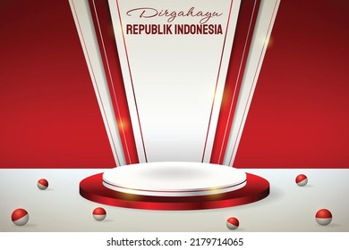 Podium display 3d red and white for Indonesia independence day 17th August