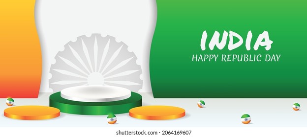 Podium Display 3d Social Media Instagram Post Banner With Podium Display 3d For India Republic Day