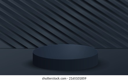 El fondo negro se muestra en el podio. Textura de estudio de habitación vacía. Formas geométricas con diseño vectorial de efecto claro.