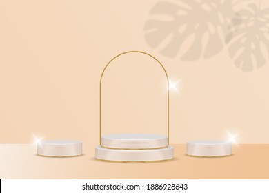 Podium Display product cosmetic banners, realistic style minimalist. Premium Vector