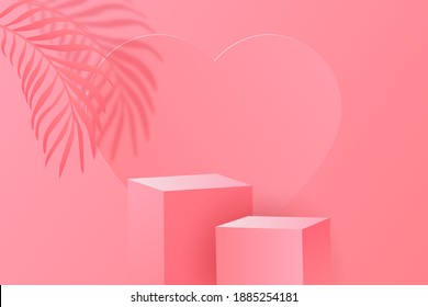 Podium Display product happy valentine's day banners, realistic style minimalist. Premium Vector