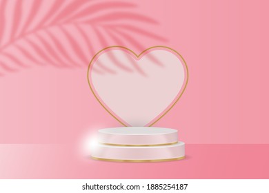 Podium Display product happy valentine's day banners, realistic style minimalist. Premium Vector