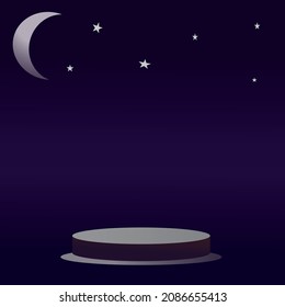 podio para mostrar productos lunas de fondo oscuro y estrellas