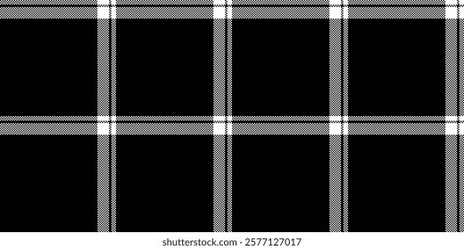 Podium fabric plaid seamless, popular pattern background texture. Royal tartan vector check textile in black and white colors palette.