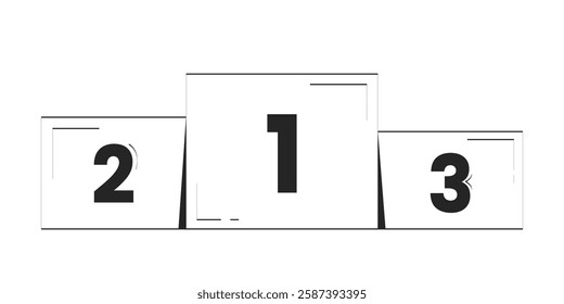 Podium finish for competition winners doodle linear object. Number of top three results performance stand 2D vector outline clip art drawing isolated on white. Hand drawn sketch illustration