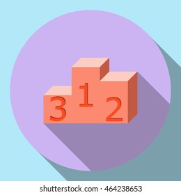 Podium for first, second third place icon, flat design