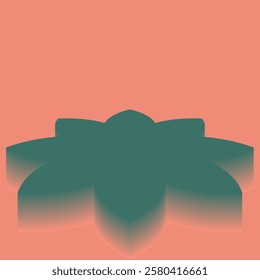 Podium in the form of a three-dimensional figure with petals for placing promotions, discounts, promotional products, photos and the like. The image is made in salmon-green tones in retro style.