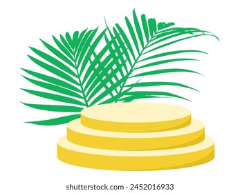 Fondo de hoja de coco de etapa vacía del marco del podio