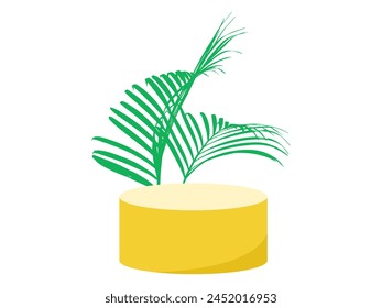 Podium Frame Stage Coconut leaf Background