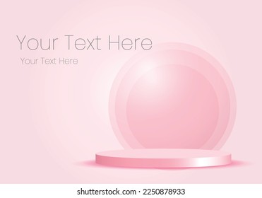 Podium Geometric shape minimal and Modern concept Art pastel pink wall scene on pink background - 3d rendering