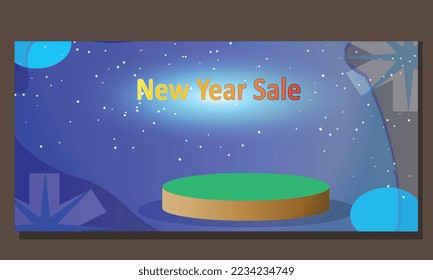 Podium and Geometry Shape New-Year Sale Abstract Background