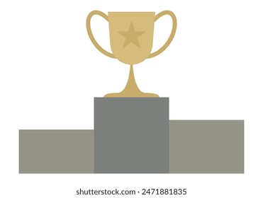 Podium with gold cup in first place.