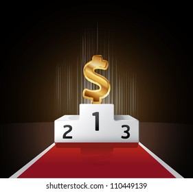 podium gold dollar concept.vector