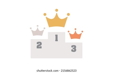 Podium Gold, Silver and Copper Crown Icon Rank No.1 to No.3