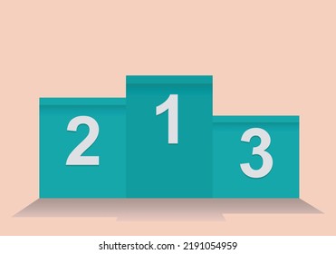 
Podium in green square blocks with numbers on white