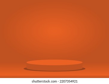 Podium in Halloween Orange Tone Background, Suitable for Product Presentation Backdrop, Display, and Mock up. (Vector)