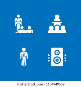 podium icon. 4 podium set with speaker and conference vector icons for web and mobile app