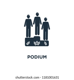 Podium icon. Black filled vector illustration. Podium symbol on white background. Can be used in web and mobile.