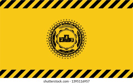 podium icon black grunge emblem with yellow background. Vector Illustration. Detailed.