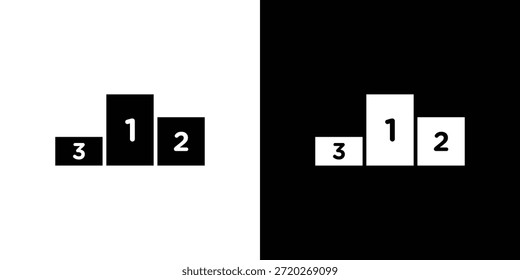 Podium icon. Black and white simple flat design icon