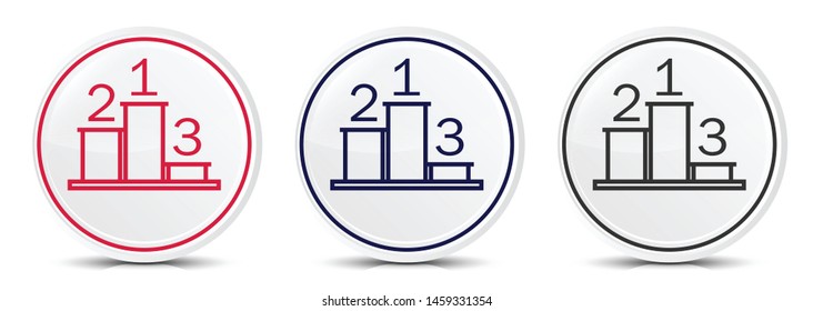 Podium icon crystal flat round button set illustration design isolated on white background